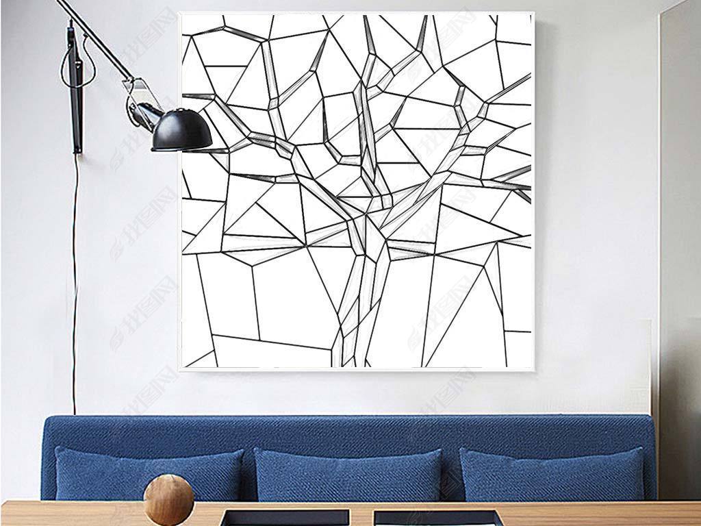 现代简约抽象线条黑白北欧装饰画