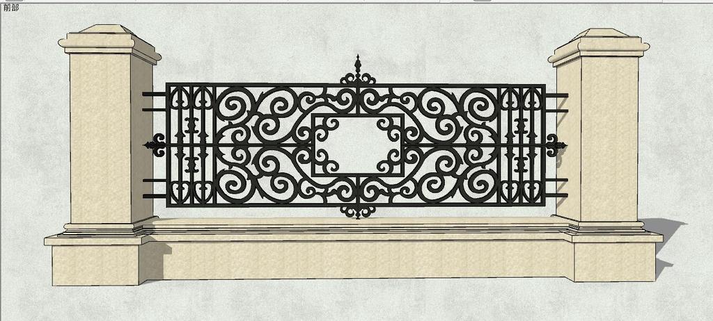 精品古典欧式风格铁艺围栏围墙su模型设计图下载(图片58