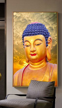 新中式庄严佛像如来佛祖玄关装饰画