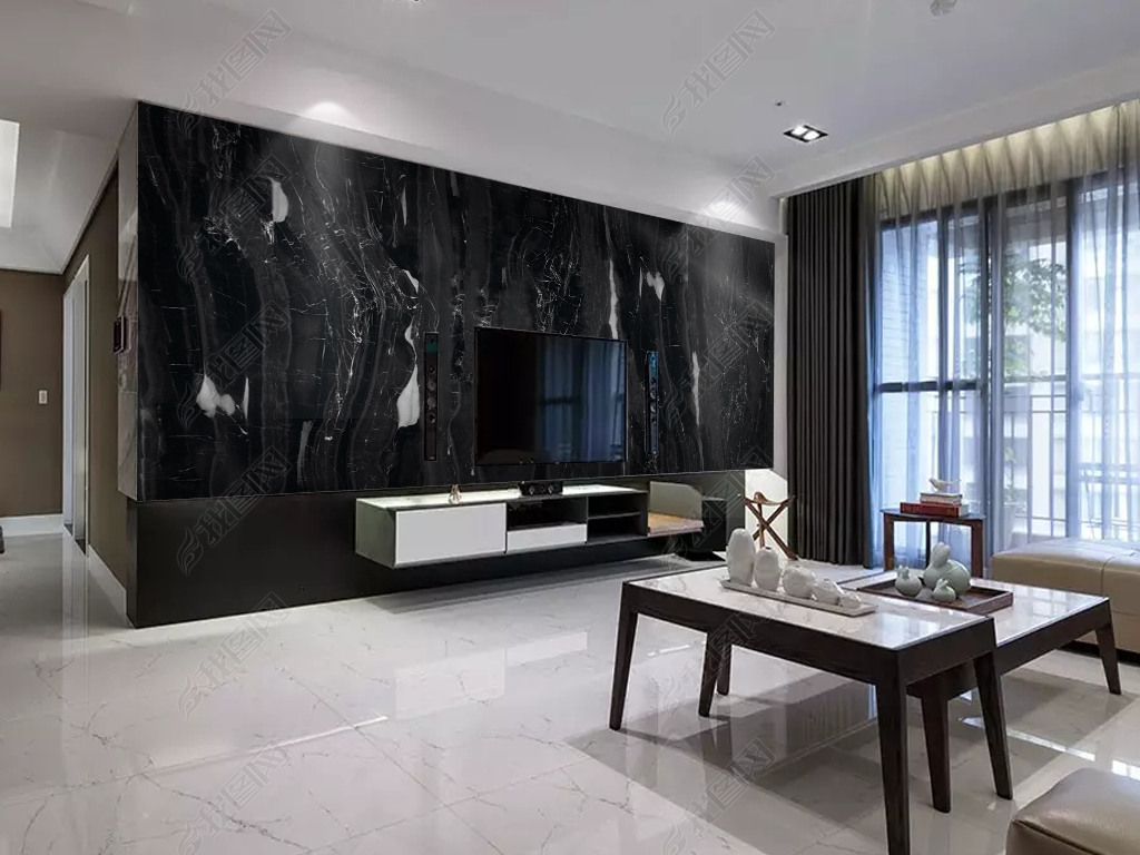 高清大气超级黑大理石纹理背景墙