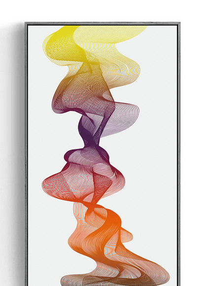 现代简约色彩线条抽象艺术玄关无框画