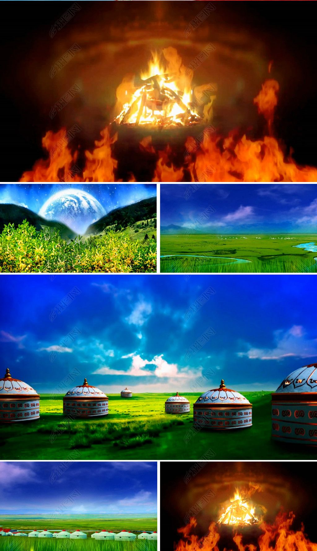 蒙古舞篝火旺表演背景视频舞蹈背景led动态视频