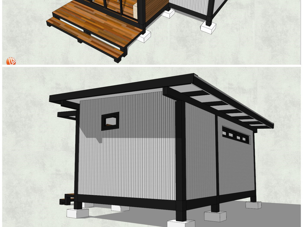 精品小木屋茅草屋木結構建築su模型