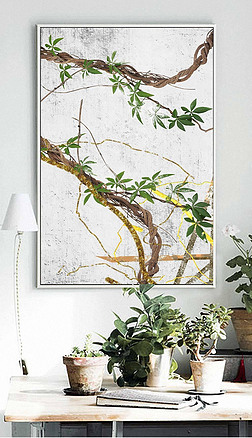 简约藤蔓玄关装饰画|北欧ins小清新藤蔓绿植藤条玄关装饰画
