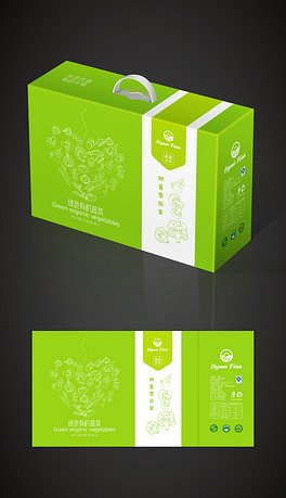 绿色清新有机蔬菜包装礼盒设计模板