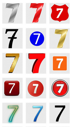 阿拉伯数字7七周年庆png创意素材