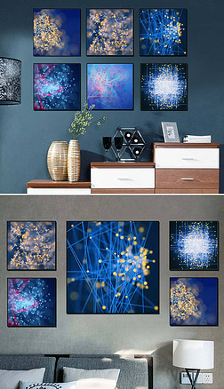 现代科技星空星座蓝色正方形装饰画