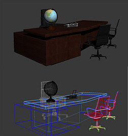 办公桌地球仪3dmax模型室内装修单体模