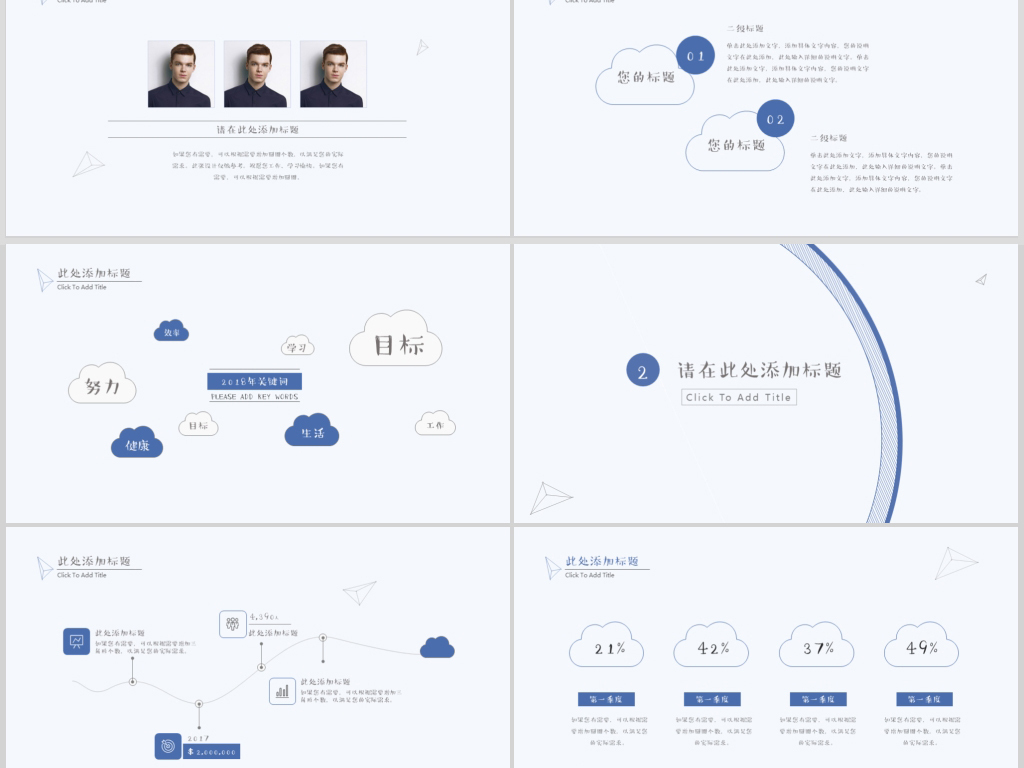 2019简约小清新个人述职报告ppt模板