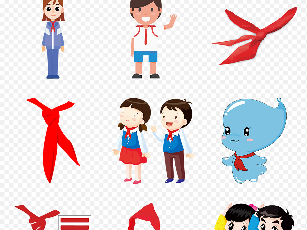 红领巾少先队卡通儿童小学生海报素材背景PN