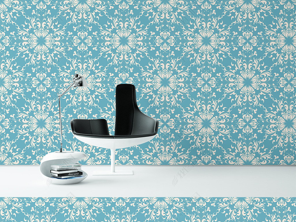 欧式大马士革花纹客厅卧室餐厅壁纸墙纸