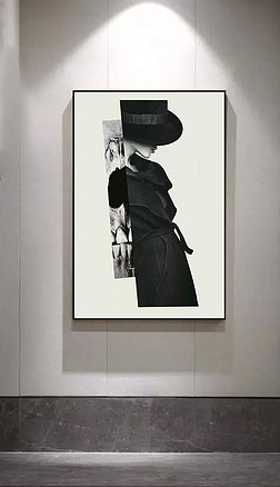 简约大气人物背景装饰画|简约大气时尚黑白人物装饰画