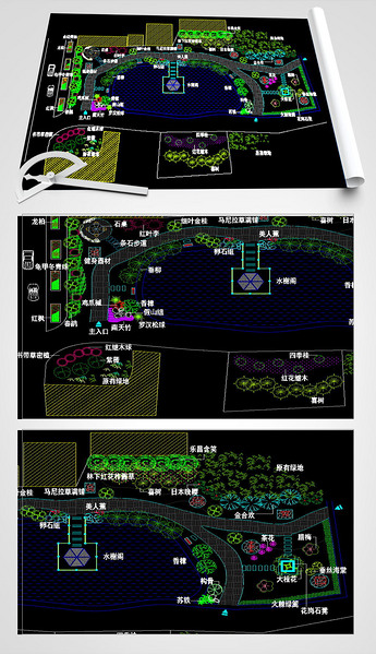 小遊園綠化規劃cad設計圖