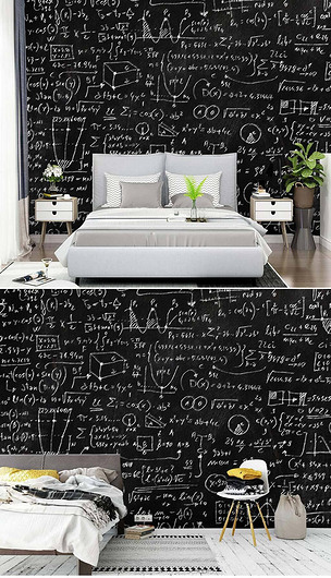 现代简约黑板粉笔数学公式背景墙