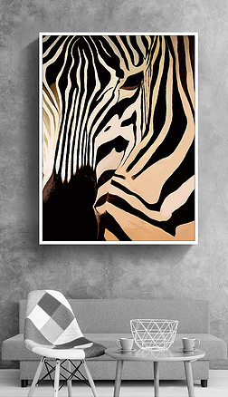 斑马脸部特写夸张美式艺术现代室内装饰画