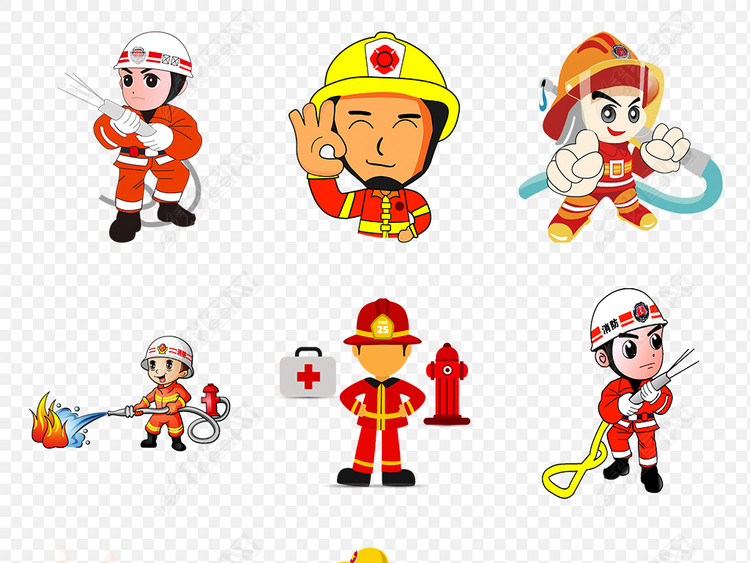 卡通动漫救火消防员漫画人物海报素材背景图片