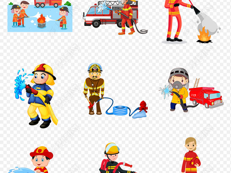 卡通动漫救火消防员漫画人物海报素材背景图片