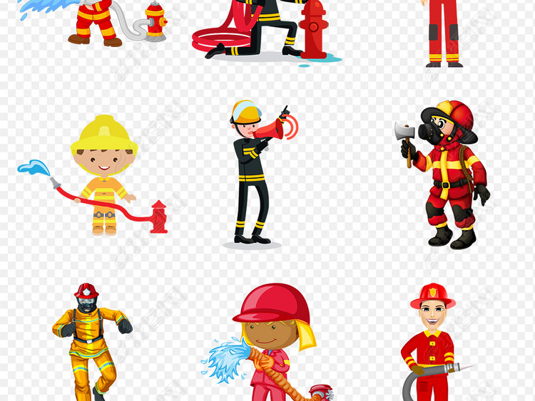 卡通动漫救火消防员漫画人物海报素材背景图片
