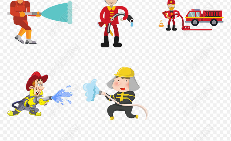 卡通动漫救火消防员漫画人物海报素材背景图片