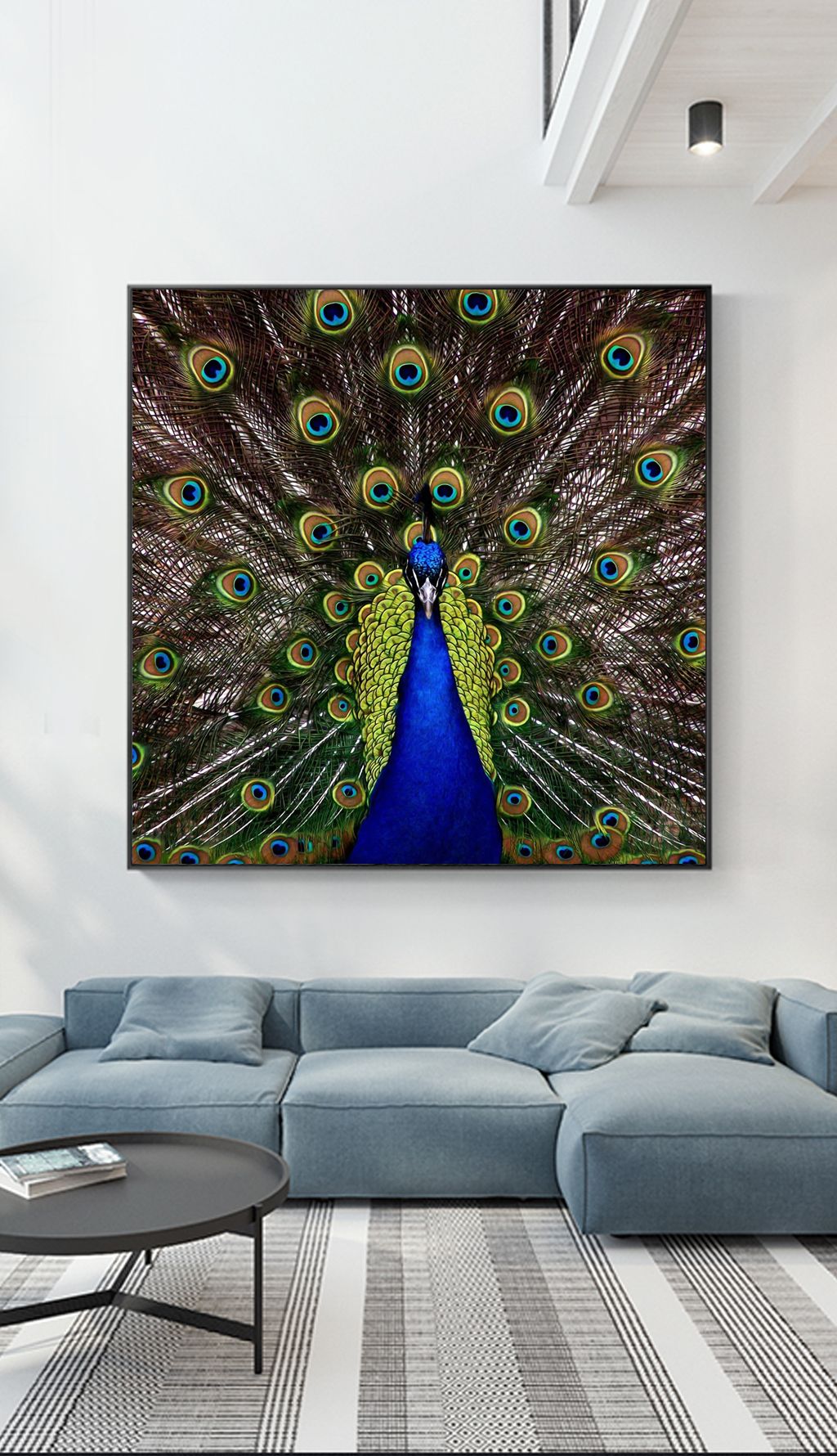现代客厅创意孔雀开屏艺术装饰画北欧无框画
