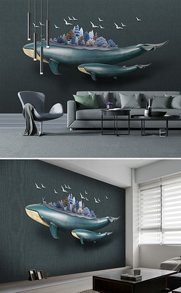 flying whale background wall 102
