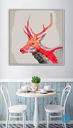 一只驯鹿北欧简约意境现代美式动物装饰画