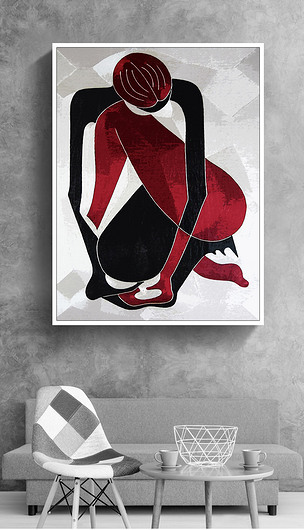 蜷曲的人运动体育抽象人物美式欧式装饰画