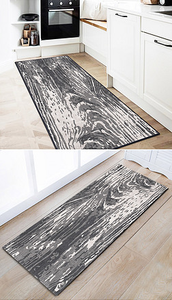现代灰色北欧写真木纹床边厨卫地垫图案设计