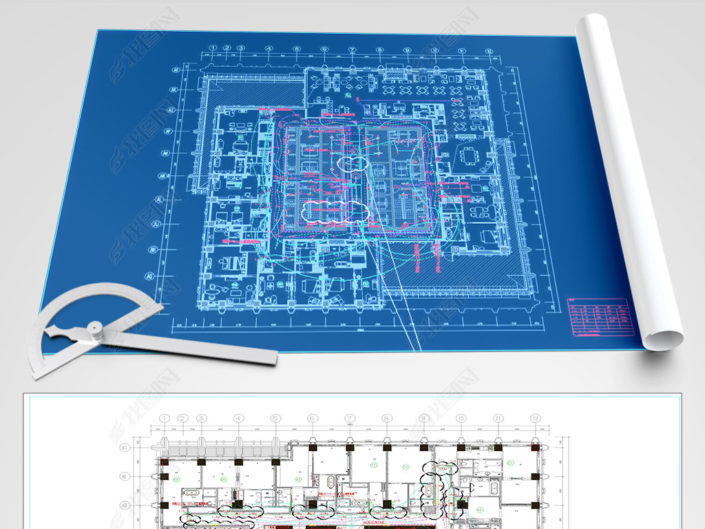 CAD200米中心全套强电图纸830张