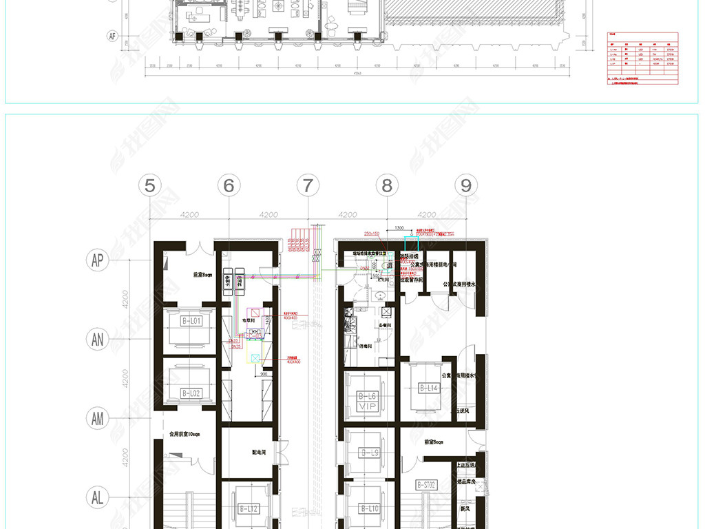 CAD200米中心全套强电图纸830张