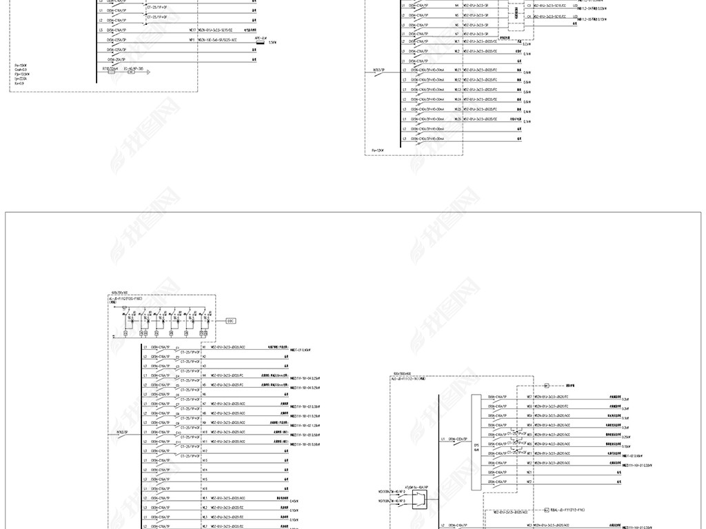 CAD200米中心全套强电图纸830张
