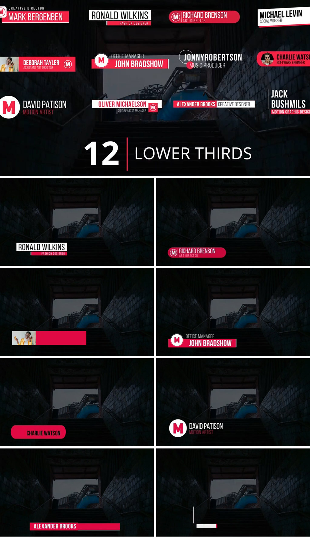 PR模板后期制作栏目包装人名通道字幕条