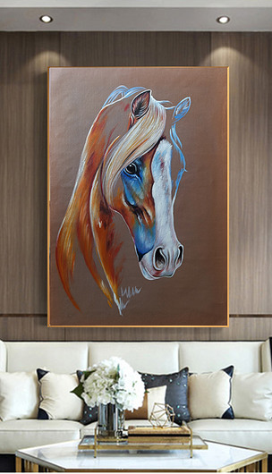 2018高清艺术油画抽象马纯手绘简约挂画