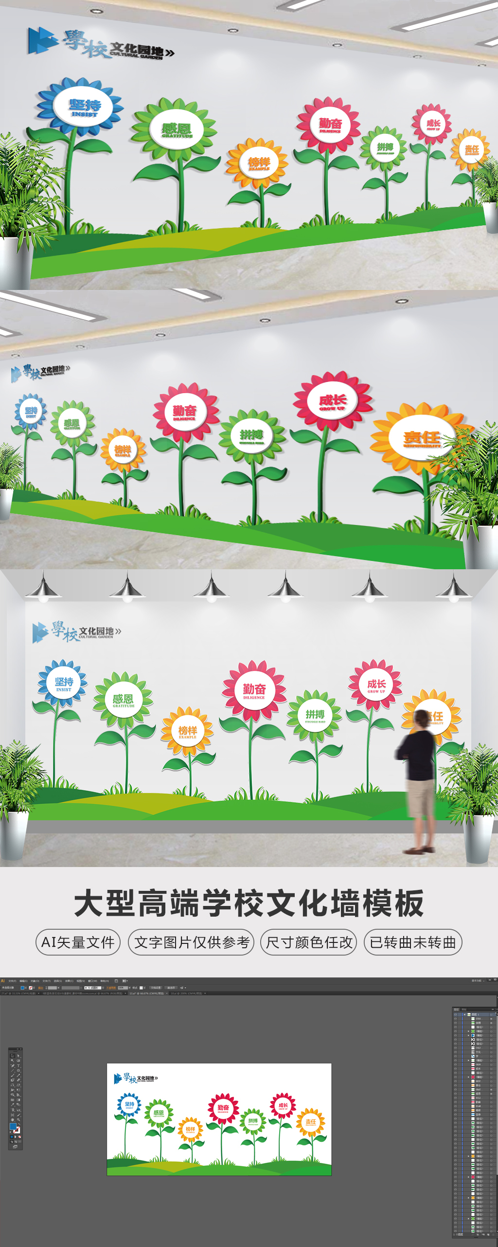 原创校园文化墙礼仪文化学校教室走廊布置设计-版权可商用