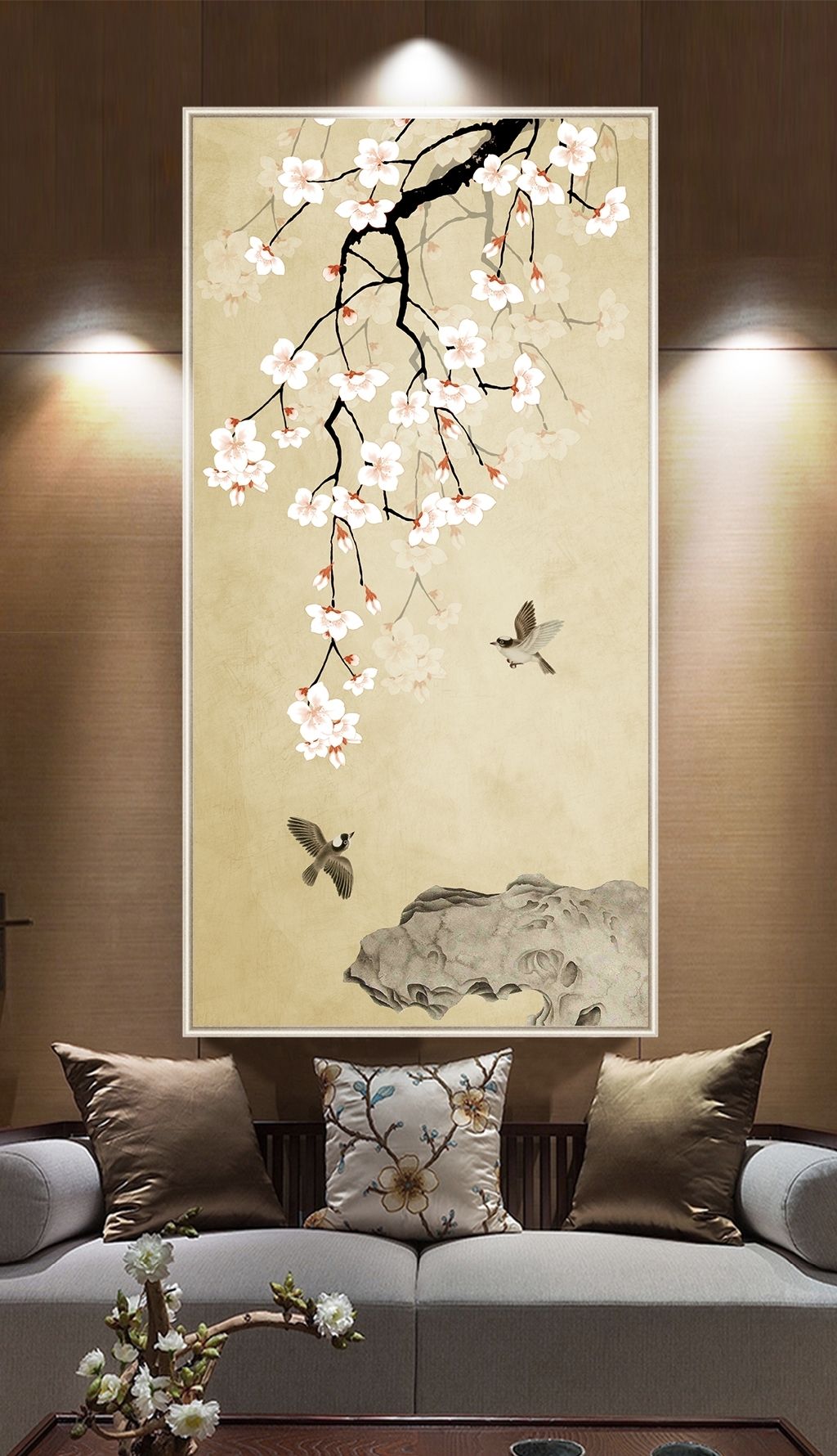 工笔花鸟背景墙玄关装饰画下载-编号18558471-动物花鸟玄关-我图网