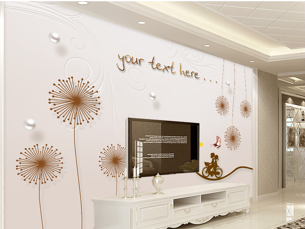 浪漫蒲公英唯美蒲公英简约电视背景墙壁画