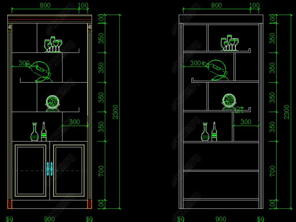 酒窖酒柜施工图酒柜大样图欧式美式简欧