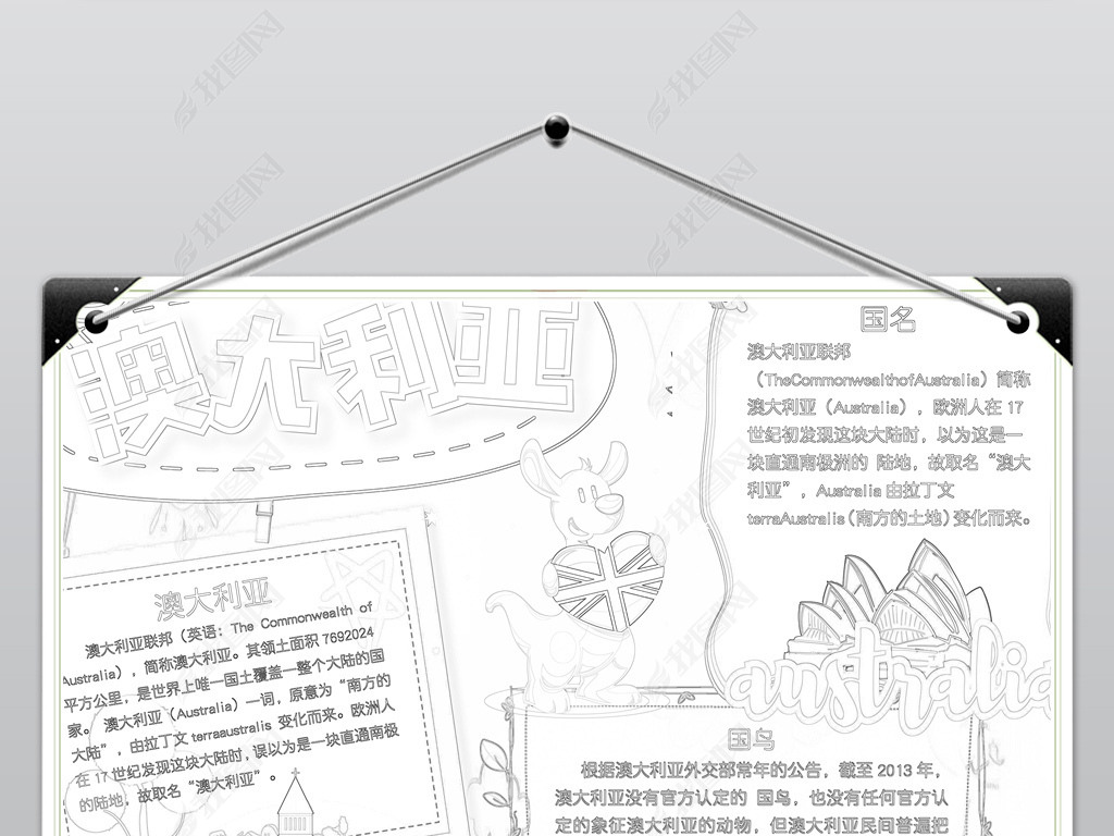 原创澳大利亚小报大洋洲地理手抄报电子小报版权可商用