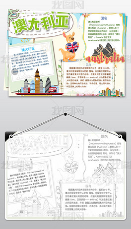 原创澳大利亚小报大洋洲地理手抄报电子小报版权可商用