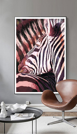 动物斑马抽象艺术油画装饰画|北欧欧式黑白超高清立体油画斑马艺术
