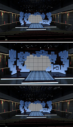 室内简约企业发布会t台舞台舞美设计