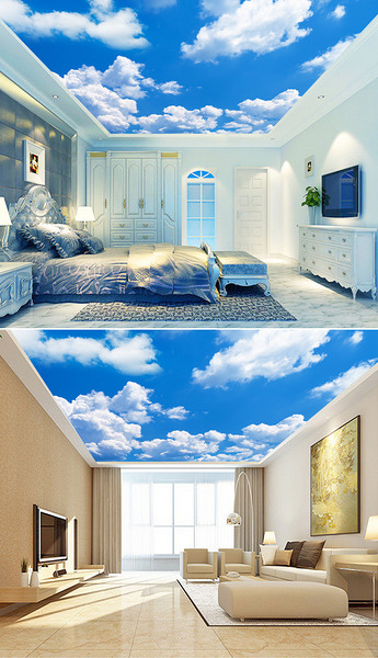 高清唯美云朵天空客厅卧室吊顶天顶壁画