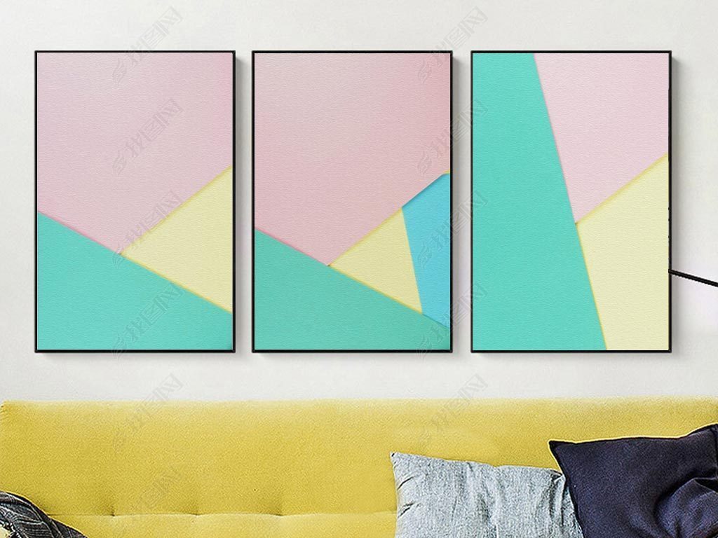 原创现代风格简约几何抽象色块北欧装饰画组合