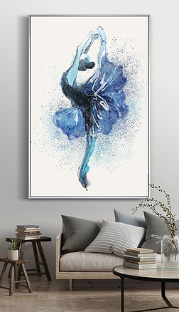 北欧现代艺术手绘抽象芭蕾舞者玄关装饰画