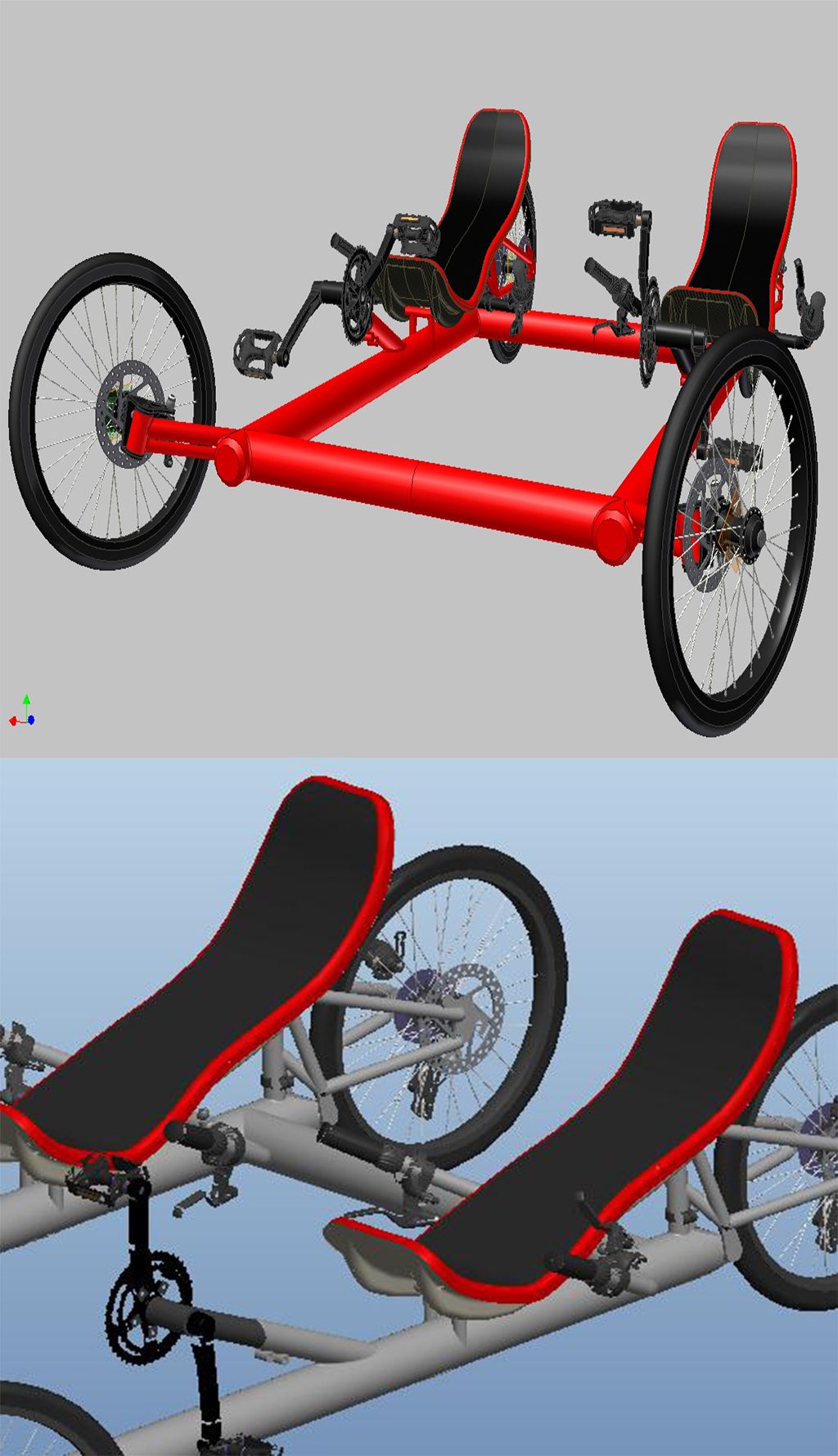 原创卧式双人脚踏车