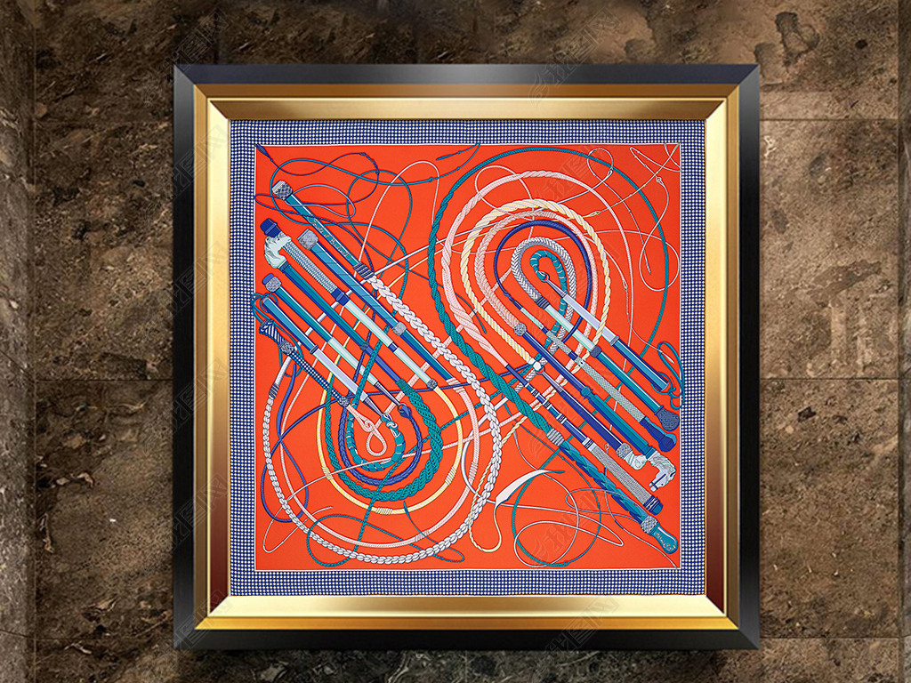 北欧无框画美式客厅装饰画简约油画爱马仕