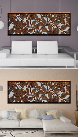 现代简约浮雕立体抽象发财树北欧装饰画