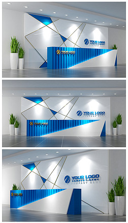 简约创意企业形象墙logo墙前台接待台