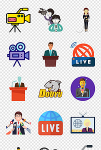 小视频APP直播在线现场新闻话筒图标素材图