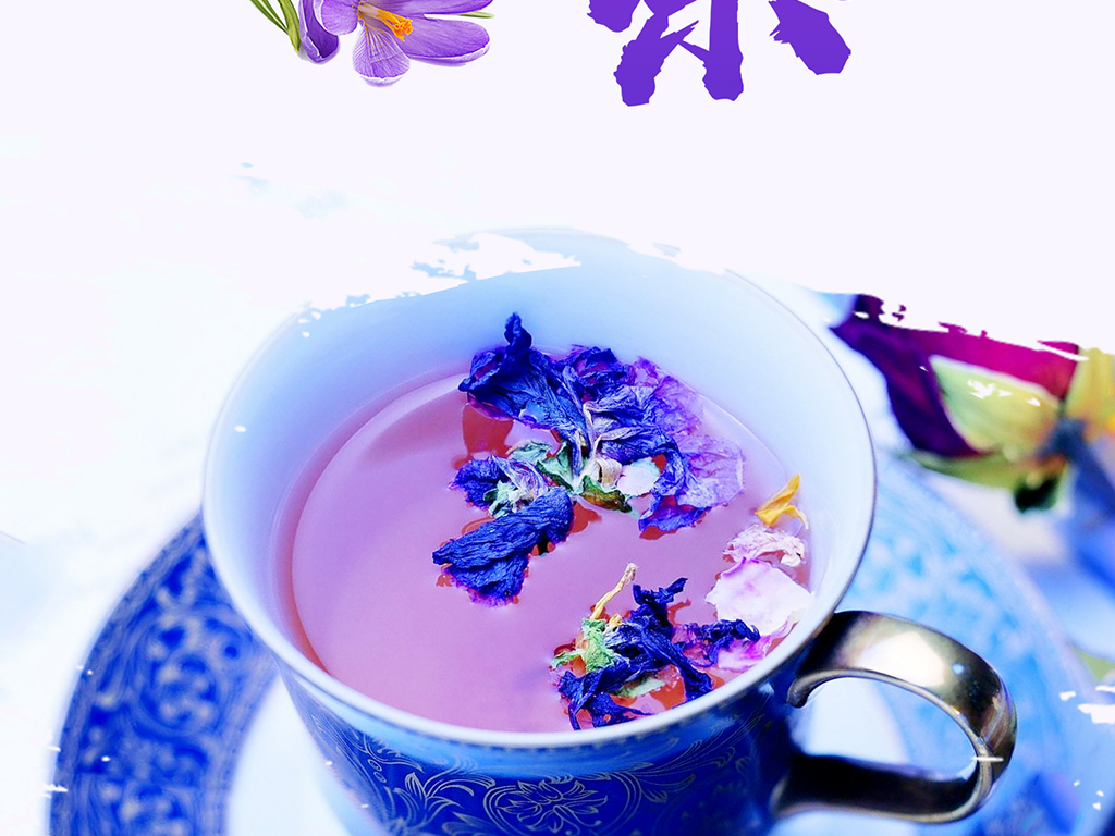 紫罗兰花茶美容养颜排毒养生减肥茶海报